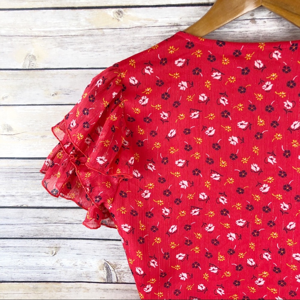 Madewell Tiered Sleeve Peplum Top in Prairie Roses - Picture 7 of 8